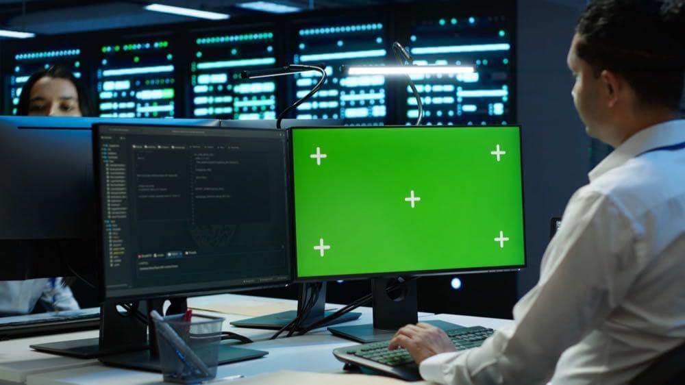 Engineer in a data center monitoring security threats across cloud infrastructure