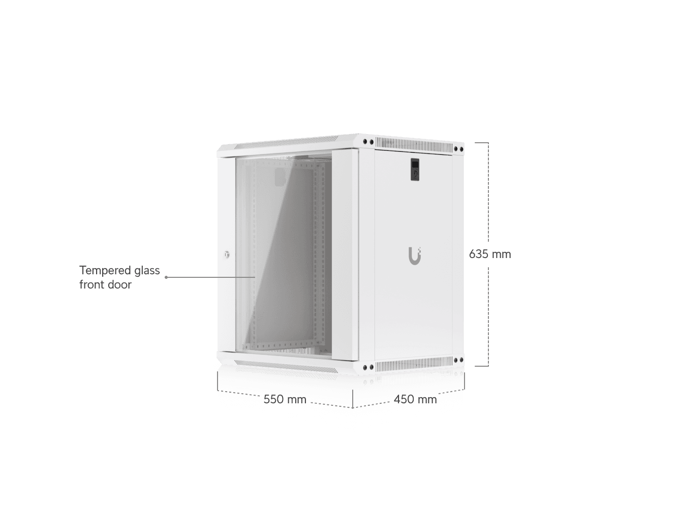 12U Rack Cabinet, 450 mm, Glass Door