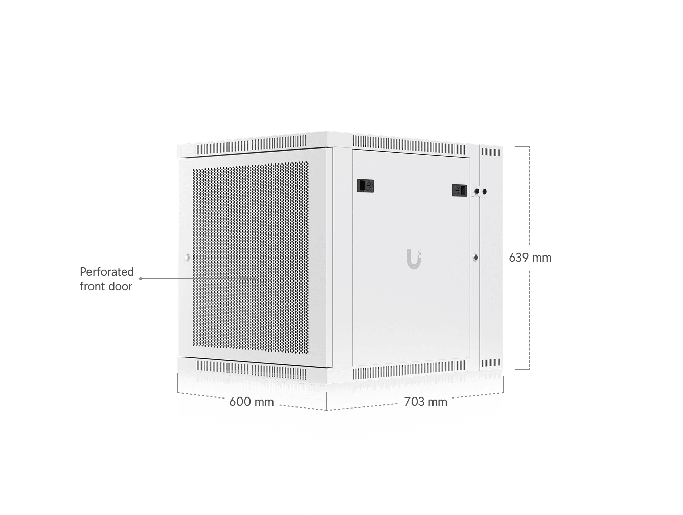 12U Rack Cabinet, Swing, Perforated Door