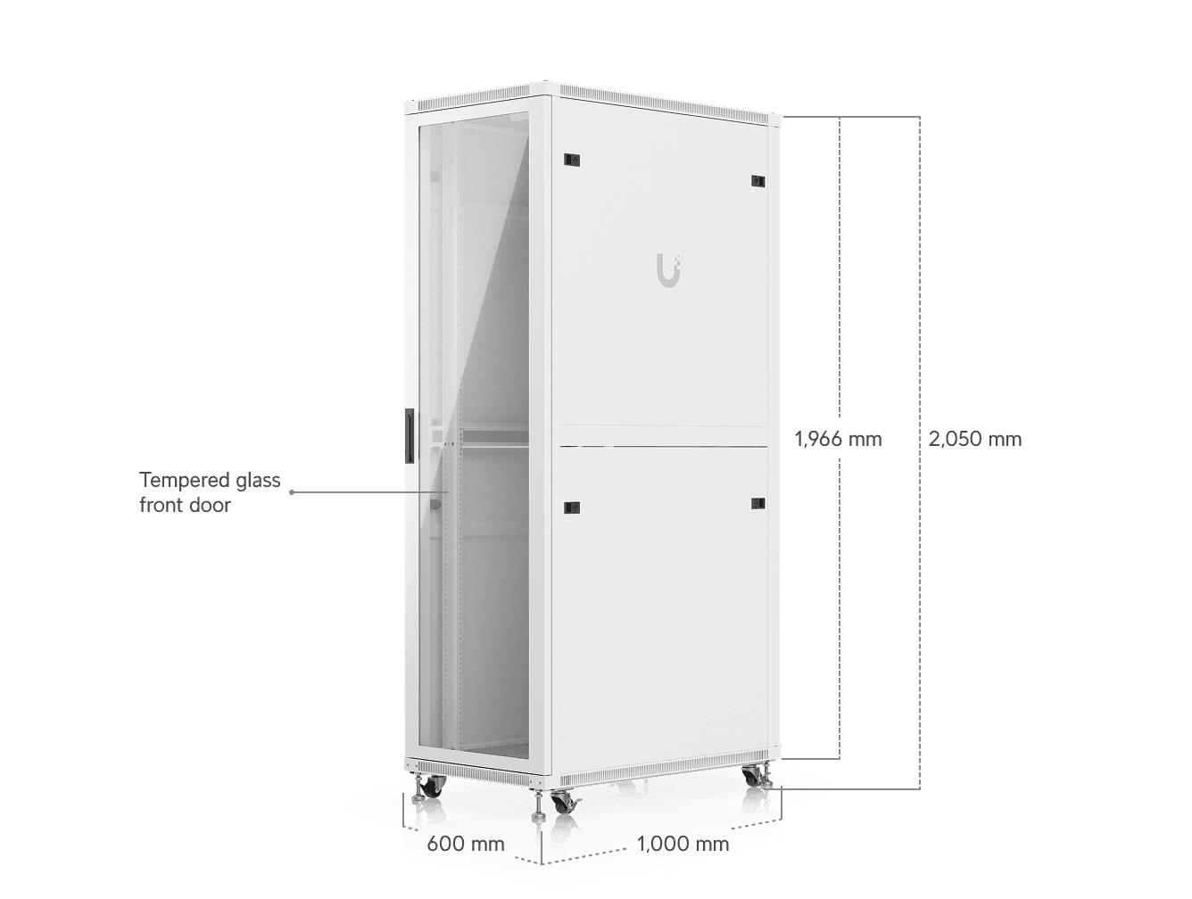 42U Rack Cabinet, 1,000 mm, Glass Door