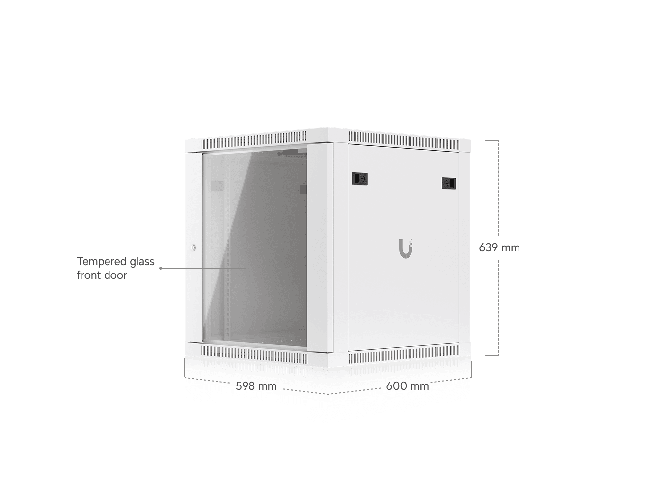 12U Rack Cabinet, 600 mm, Glass Door