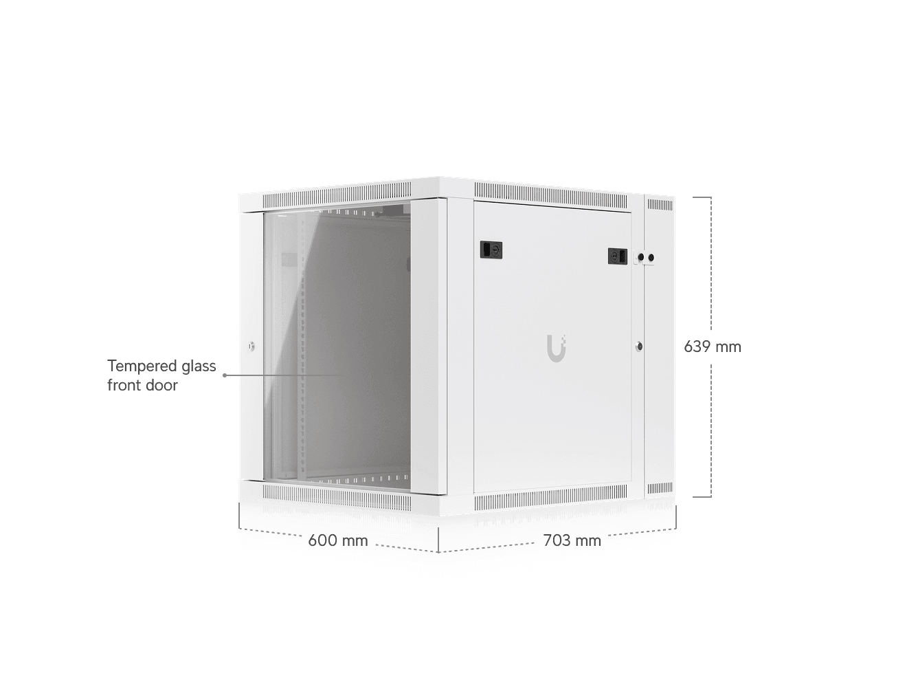 12U Rack Cabinet, Swing, Glass Door
